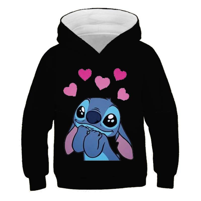 Толстовки с капюшоном MINISO New Stitch для девочек, осенне-зимняя толстовка с длинным рукавом Harajuku, повседневные топы с капюшоном в стиле Disney Series Stich
