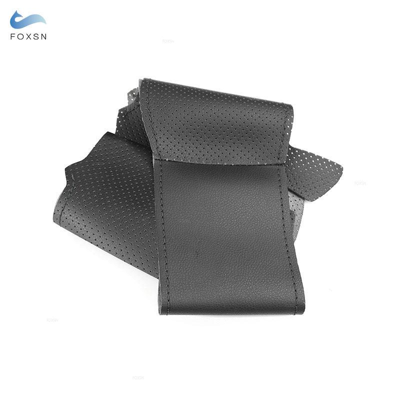 Сшитый вручную черный перфорированный кожаный чехол из микрофибры для автомобиля, чехол на руль для Porsche Cayenne Panamera 2010 2011