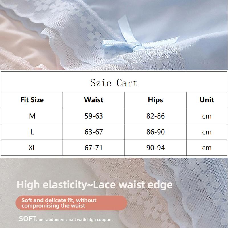 3PCS/Set Seamless Panties Ice Silk Lace Perspective Briefs Ultra Thin Breathable Underwear Cool Summer Female Sexy Lingerie