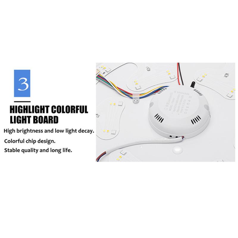 200 Вт Скандинавский светодиодный потолочный светильник Музыкальный потолочный светильник с Bluetooth-динамиком Управление приложением для мобильного телефона Диммируемый свет для домашнего декора