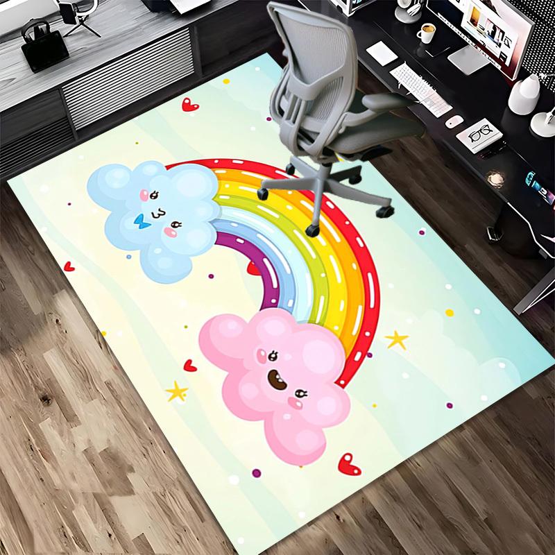 rainbow cloud Crystal Velvet chair mat Area Rug - Non-Slip, Floor Mat, Office Desk Chair Rugs, Bedroom Decor.Christmas Gift-1106171