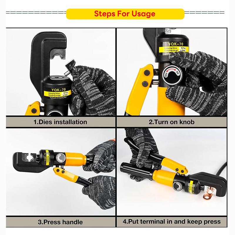 Hydraulic Crimping Tool YQK-70 Cable Lug Crimper Plier 4-70mm² Compression Tool Pressure 8T Pressure Home Hydraulic Tools