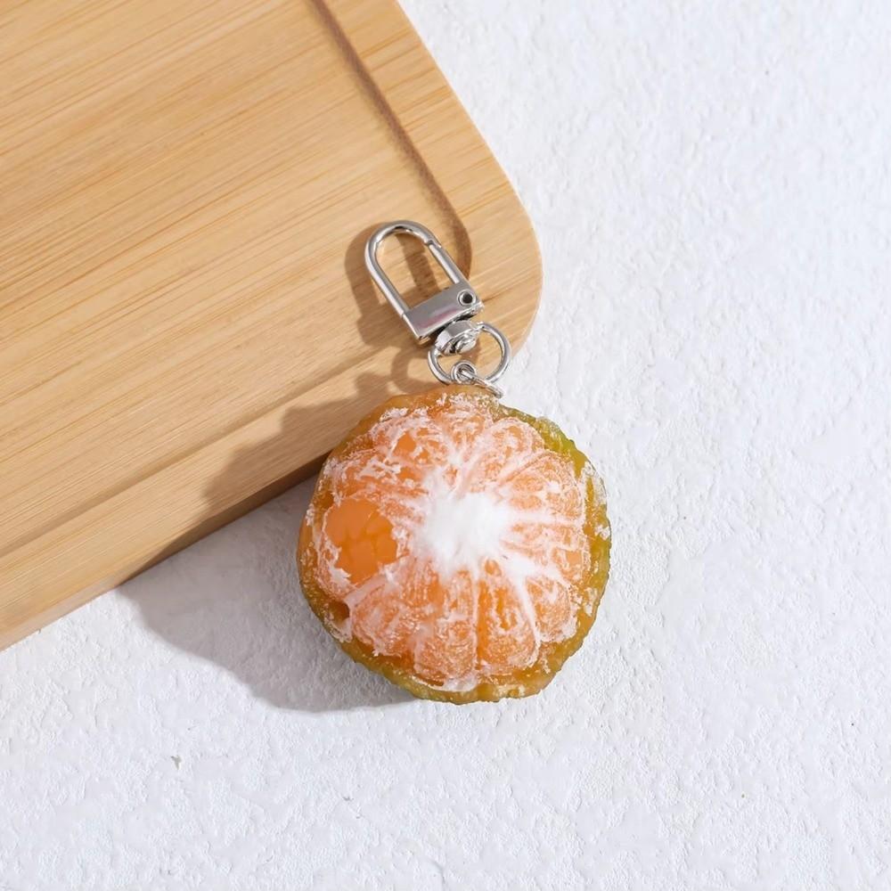 Bag Charm Peeled Tangerine Keychain Mini Food Bag Charm Kawaii Bag Accessory Keyring For Backpack
