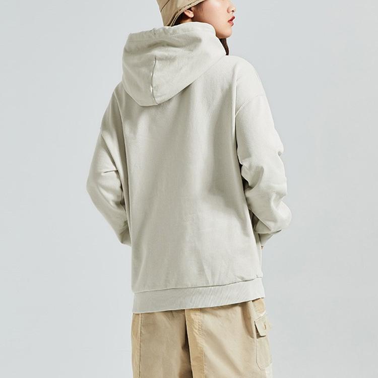 Li Ning Sports Fashion Series Вышитый свободный пуловер с капюшоном Осенние толстовки унисекс Серый AWDT583-3