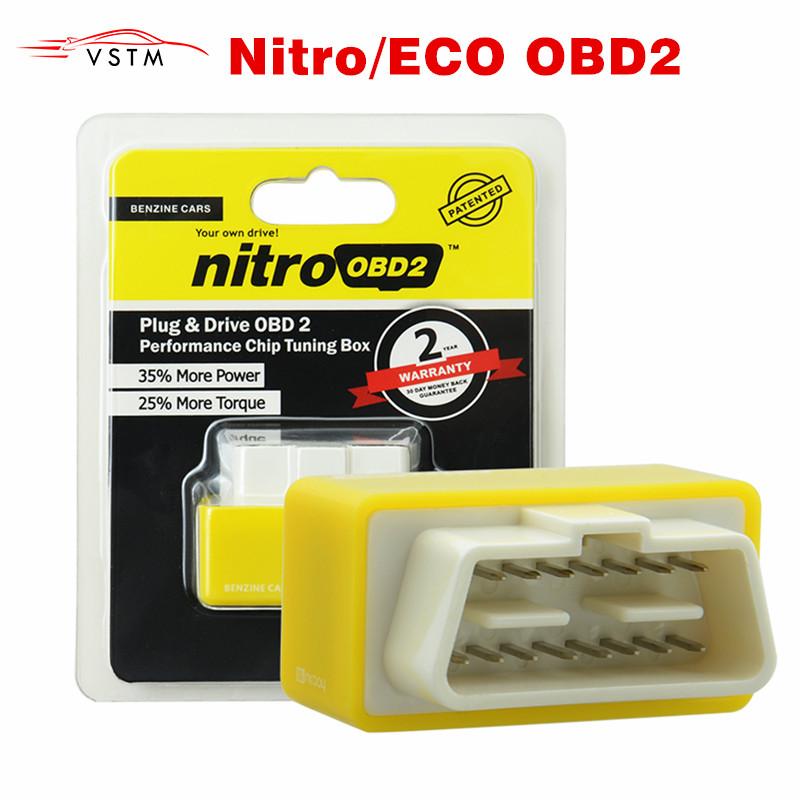 4 Color Eco OBD2 Nitro OBD2 Plug Drive Performance For Benzine Eco OBD2 ECU Chip Tuning Box Fuel Saving More Power Code Readers 4