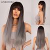 Inhaircube Коричневый и Блондовый Ombre Синтетические парики Длинные прямые реалистичные волосы Косплей Ежедневный парик с челкой для женщин