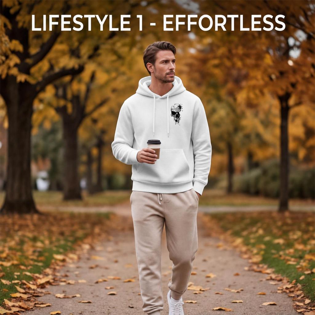 Men's Breathable 2D Graphic Hoodie, Long Sleeve Casual Versatile Sweatshirt for Daily Outdoor Use & Halloween