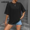 Women's Summer Round Neck Solid Color Loose Short-sleeved T-shirt Top