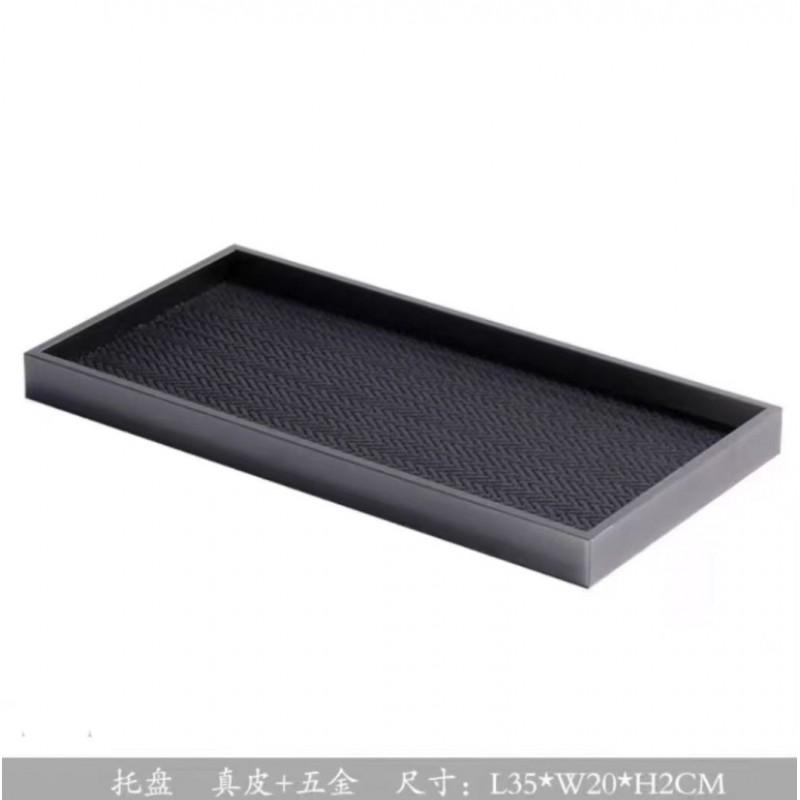 Modern Minimalist Leather Metal Rectangular Tray Coffee Table Hotel Room Home Decor Storage