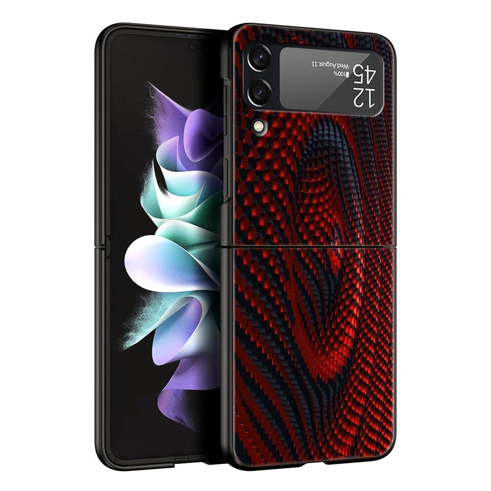 Black Red Ripple Art Hard PC Phone Case For Samsung Galaxy Z Flip 7 6 5 4 Black Cover For Galaxy Z Flip 3 Foldable Fundas Shell