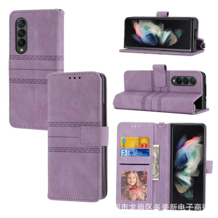 Применимо к Samsung ZFold4 кожаный чехол для мобильного телефона складной экран ZFold3 узор флип-кошелек портативное хранение карт