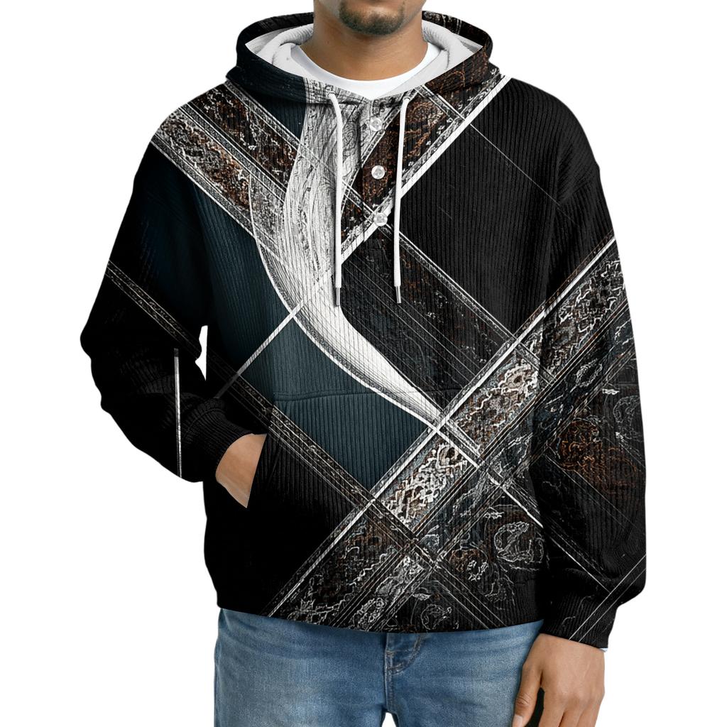 Men's Knit Hooded Sweatshirt Casual Long-Sleeve Sweatshirt
