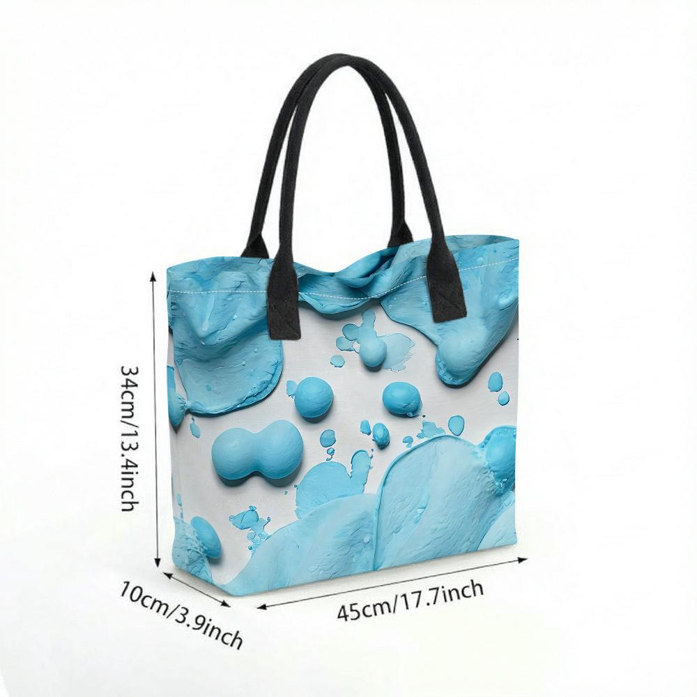 Trendy Blue Abstract Pattern Tote Bag Casual Large Capacity Portable Daily Shoulder Bag for Outdoor Use