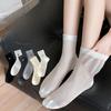 Spring and Summer Socks, Women's Short Socks, Thin Pure Cotton Socks, Women's Embroidered Bow, Ballet Style, White Short Tube Mesh Socks