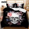 Комплект постельного белья с черепом Queen 3D Skeleton Floral Skull Pattern Printed Beds Qulit Cover Gothic Microfiber Beds Queen Size