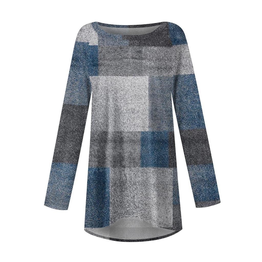 Fashion Women's Casual Long Sleeved Round Neck Printed Tops