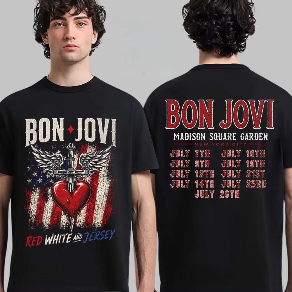 Hot Sale Bon Jovi 2026 Forever Tour Merch T-shirt Men Women Summer Cotton Clothing Oversize Short Sleeved Casual Clothing
