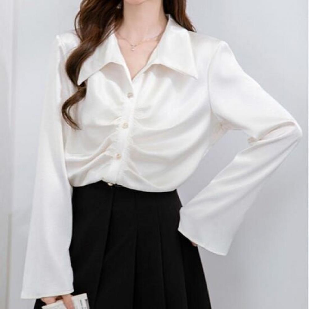 Navava Women Shirring Collar Long Sleeve Blouse Nb3008
