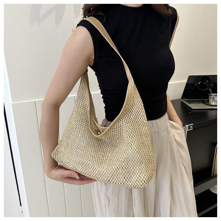 Woven Straw Tote Bag for Women Large Capacity Bucket Shoulder Handbag KTB