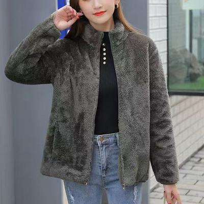 Женская куртка из кораллового флиса, двусторонний флис, флисовая куртка, теплая, осенне-зимняя, утолщенная куртка-свитер, подкладка, топ