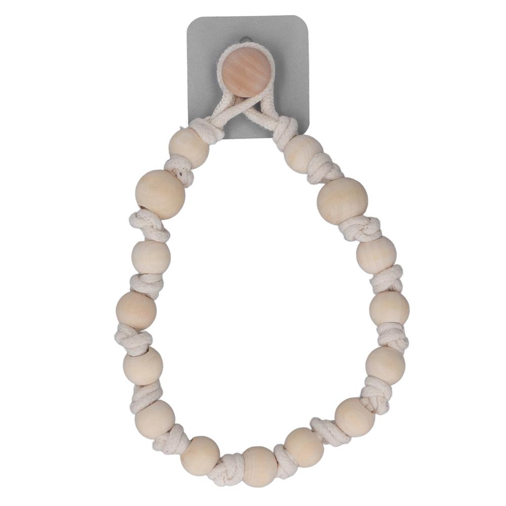 Boho Curtain Tiebacks Bohemian Style Durable Wood Rope Wide Application Curtain Holdbacks for Curtain Towel Paper Beige