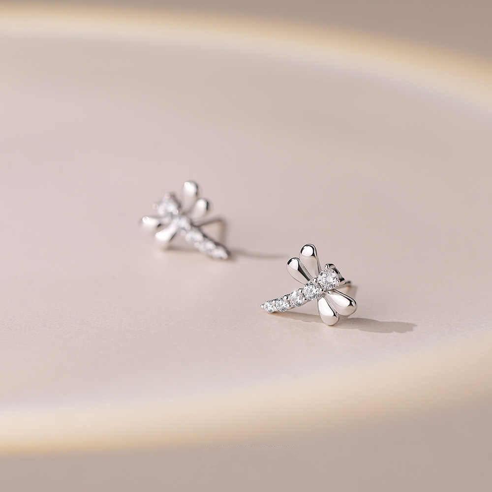 Dragonfly Stud Earrings Female Personality Simple Niche Fresh Feeling Zircon Ear Jewelry