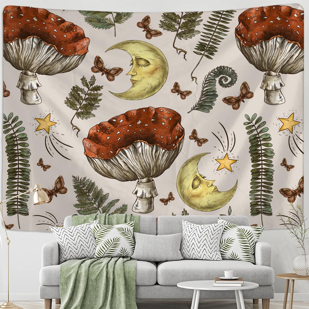 Винтажный психоделический грибной солнечный гобелен с растением небесный цветочный настенный подвесной хиппи Тапиз Декор в общежитии