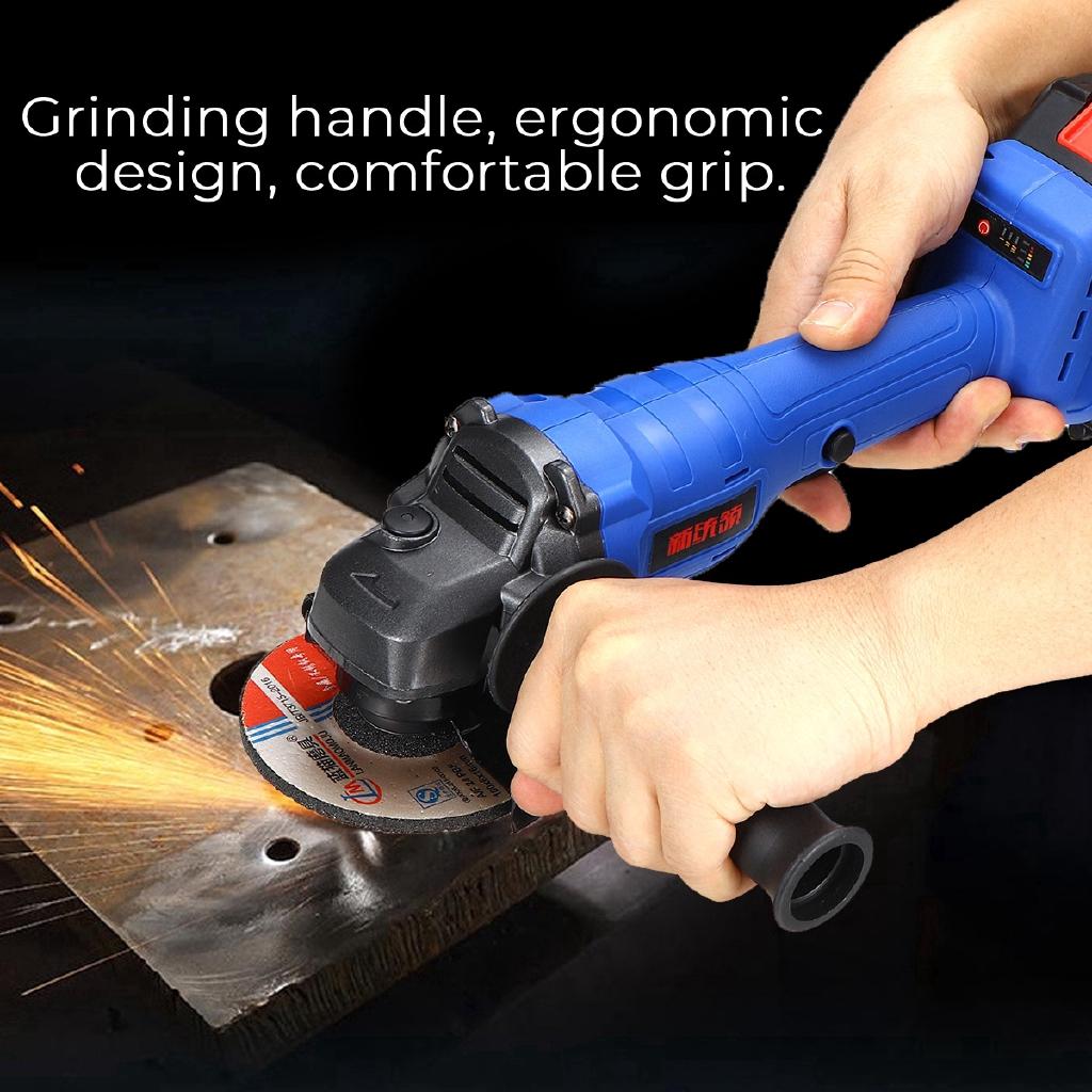 9000RPM Brushless Cordless Electric Angle Grinder Polishing Machine Angle Grinder Cutting Tool Black