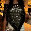 European and American handmade sequined woven triangle scarf fashion vacation fringed slash shawl cape