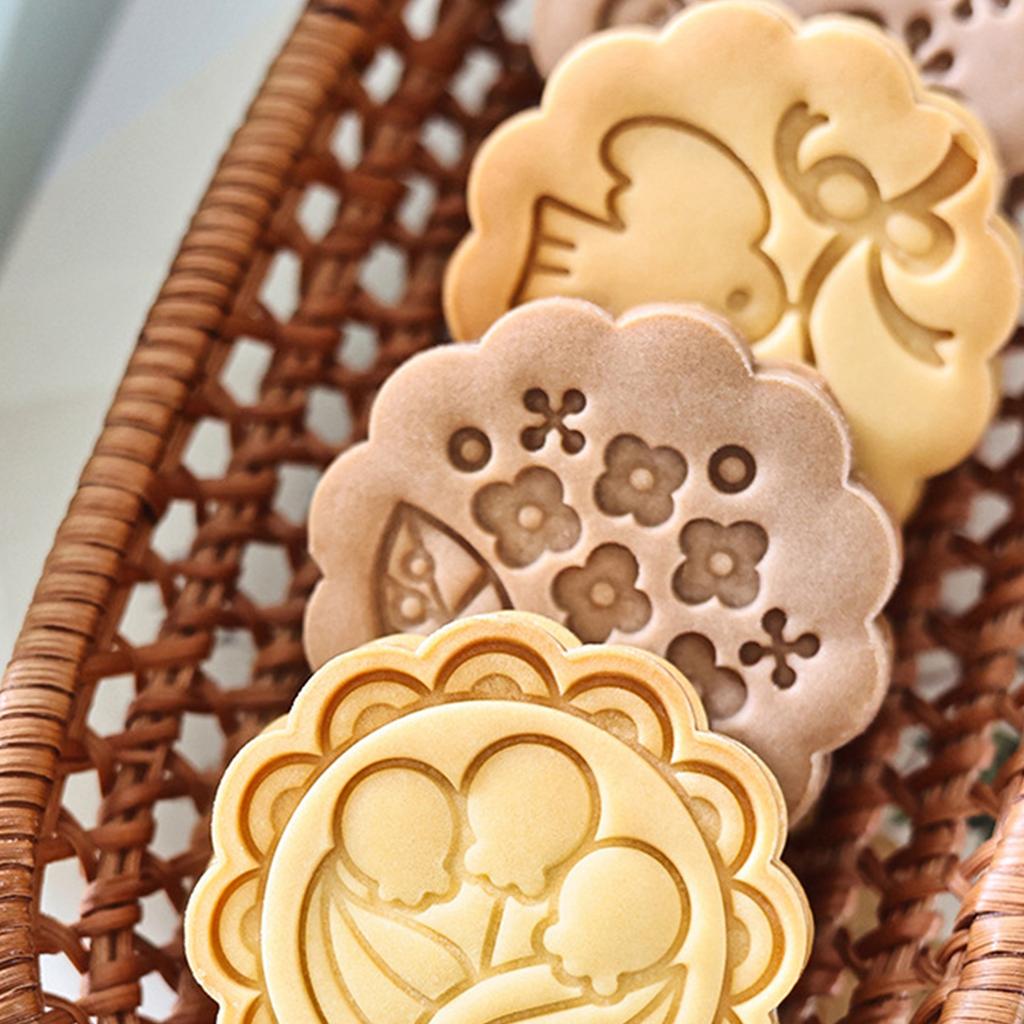 8PCS Flower Shape Cookie Molds Manual Press Cake Moulds Convenient Biscuit Dessert Making Tool for Baking Enthusiasts