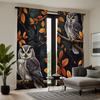 2 Pieces with HD Maple Tree Owl Decorative Curtain Black Tie Digital Printed Curtain Home Decoration Style Decoration Living Roo
