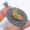 Unakite Gemstone Handmade 925 Sterling Silver Jewelry Pendant 2.60" SU-9894