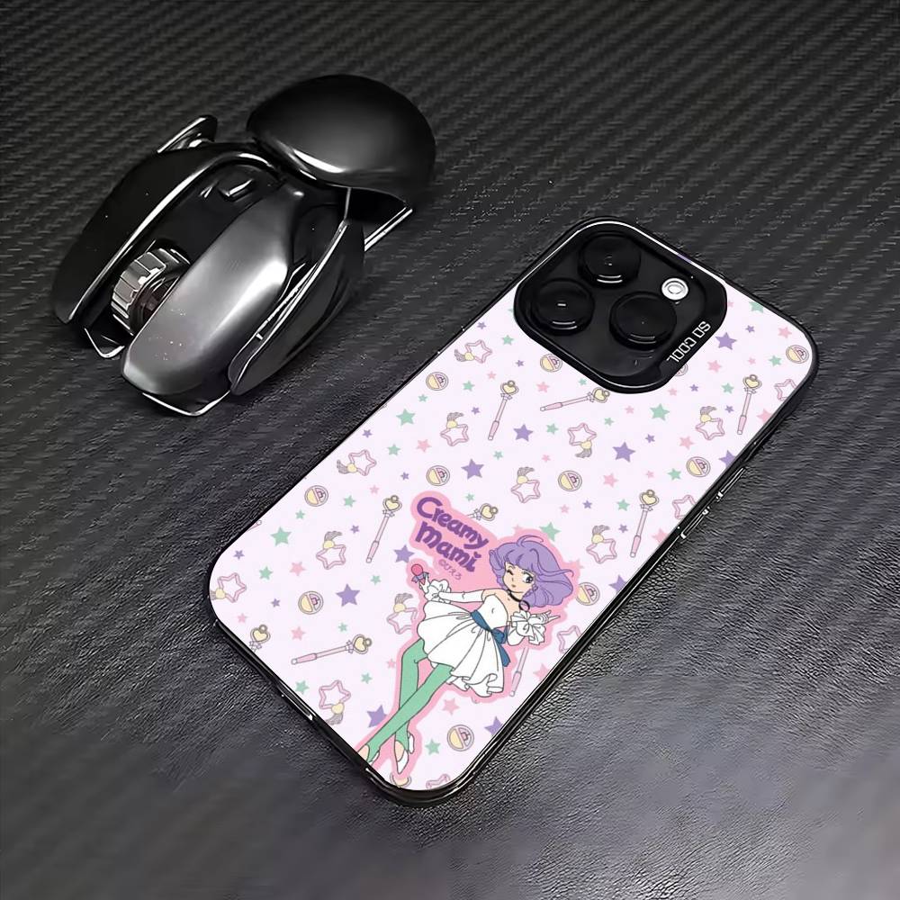 M-Magical Angel Creamy M-Mami Phone Case For iPhone17,16,15,14,13,12,11 Plus,Pro Max Colored Silver Plated Inside Cover
