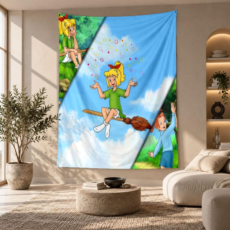 Decorative Tapestry,Bibi Blocksberg Printed Wall Art, Lightweight Wall Hanging For Bedroom Background