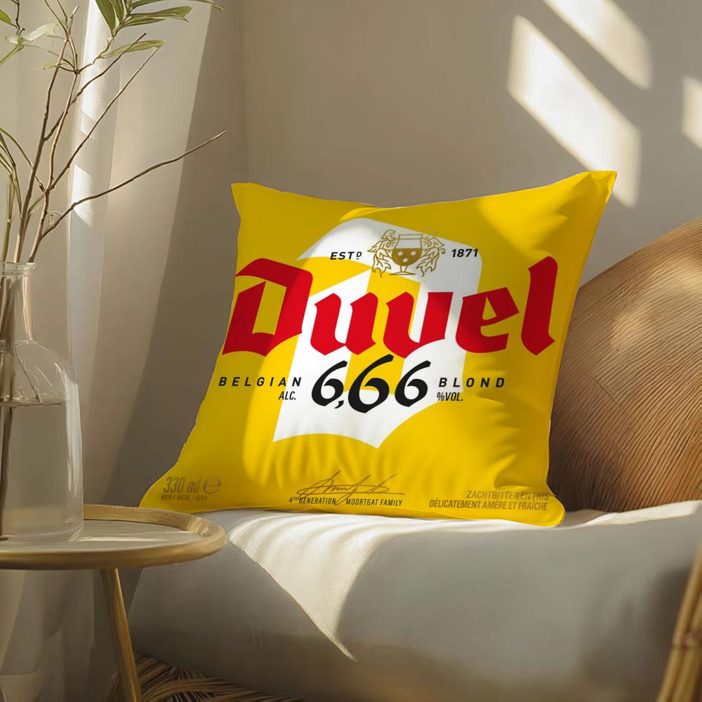 Protective D-Duvel Beer Cushion Cover Soft Short Plush Pillow Cover Smooth Cozy Texture Aesthetic Cushion Case Home Decor