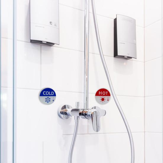 6 шт. самоклеящиеся наклейки для горячих и холодных знаков, удобные для детей круглые водонепроницаемые акриловые этикетки, знаки для предотвращения ожогов, термометр, напоминание о узоре