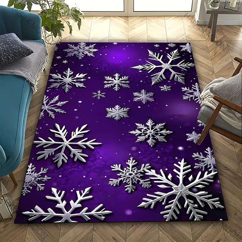 3D HD Printing Snowflake Printed Carpet,Rug for Living Room Bedroom, Office Large Areas,Durable Machine Washable Mat Nice Gifts