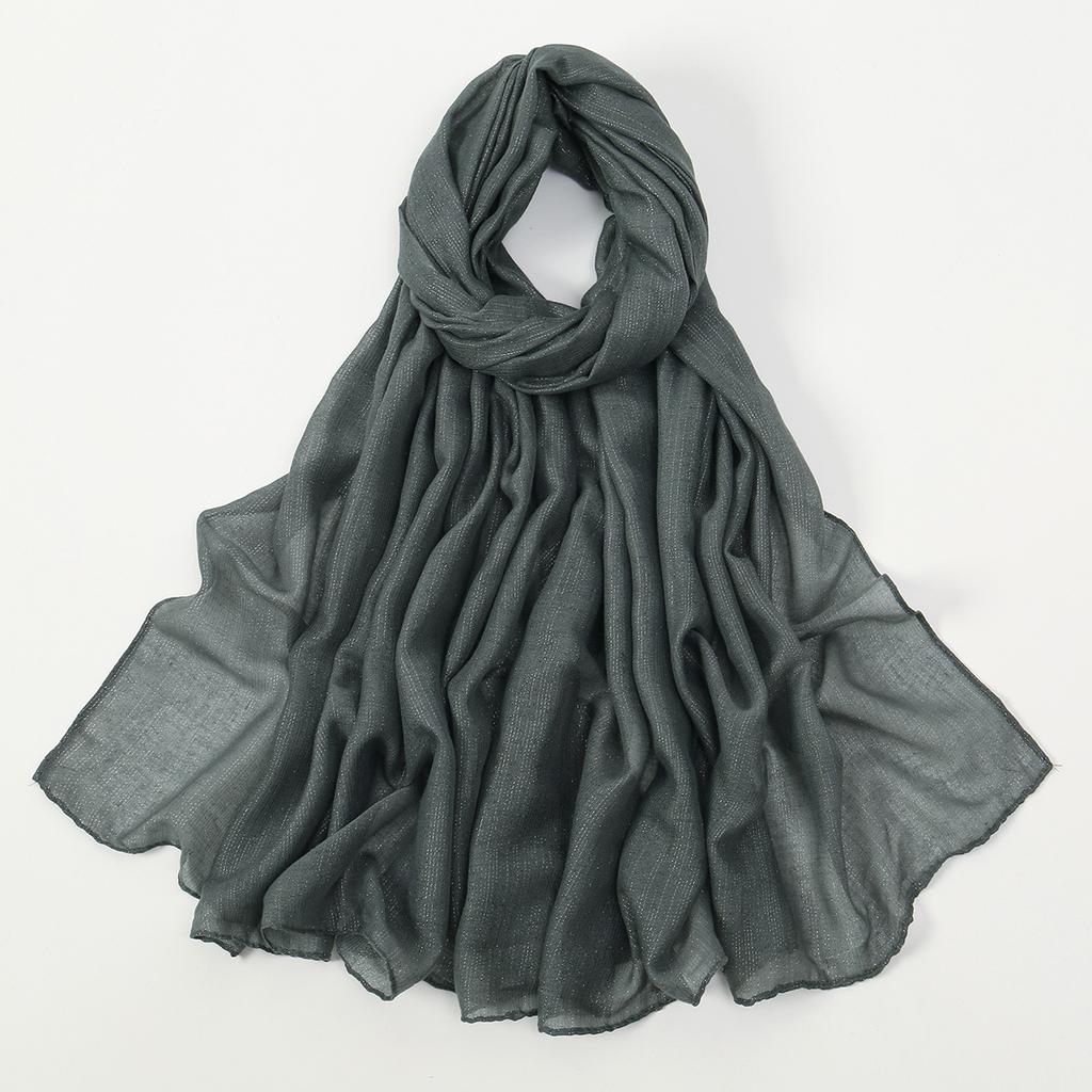 Big Size Pleated Shimmer Cotton Hijab Scarf For Women Muslim Long Shawls Solid Headscarf Wraps Islamic Headband Turban 180*90cm