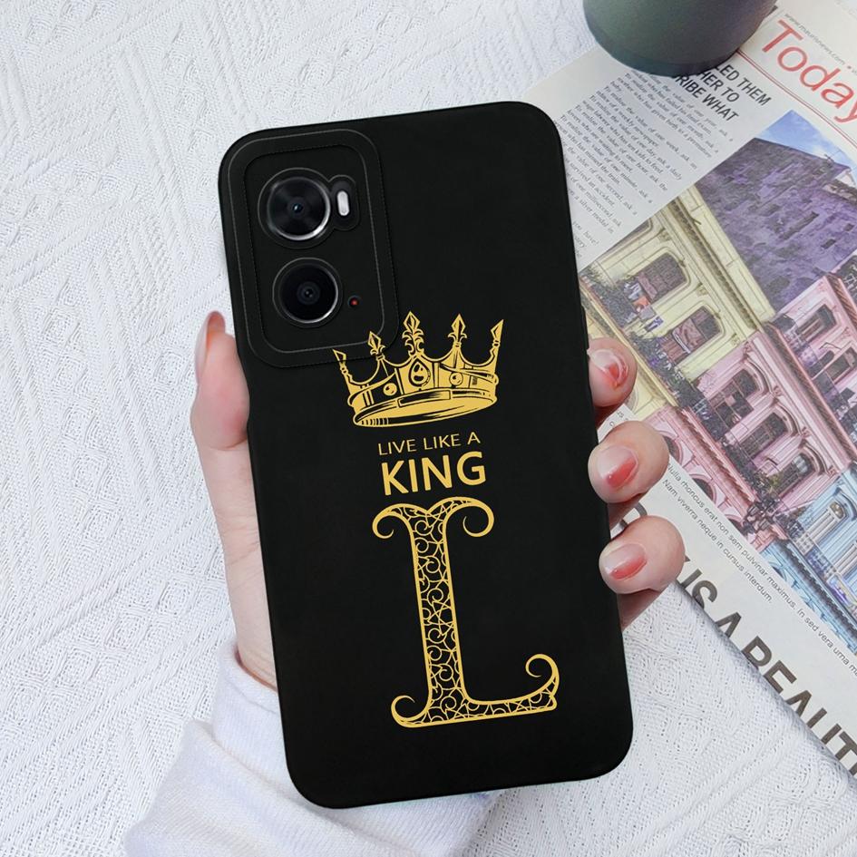 Для OPPO A96 4G 5G A7N A8 A9X A93S A94 A95 Чехол Роскошная Корона Противоударная Защитная пленка для экрана Матовые буквы Мягкий жидкий силикон для бампера OPPO