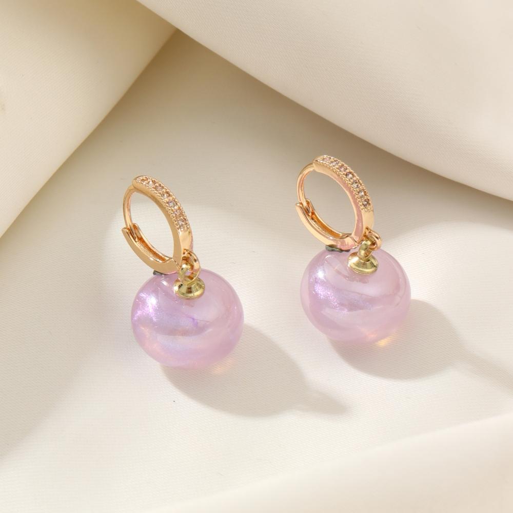 New Fashion Bread Round Big Pearl Dangle Earrings For Women Wedding Jewelry Gift Temperament Cubic Zirconia Eardrop