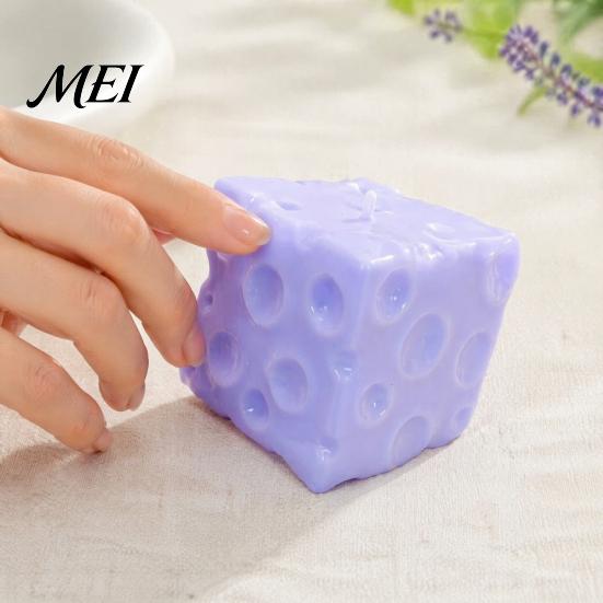 Office Desk Toys Blueberry Cheese Squeeze Toy, Stress Relief Block Sensory Slow Fidget Rising Cube Pinch Toy for Home Focus Aid