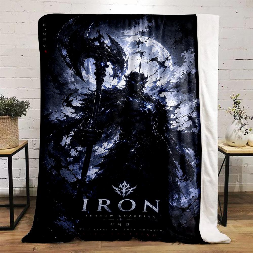 Cozy Throw Blanket - Solo Leveling Igris Iron Shadow Guardian Dark Moon Anime Poster Teens for Cozy Home Living Room