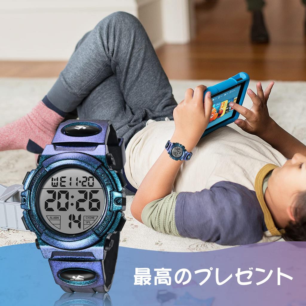 Детские спортивные водонепроницаемые водонепроницаемые 50 светодиодов День входа в школу День рождения Инструкция по эксплуатации в комплекте Детские часы, цифровые, для мальчиков