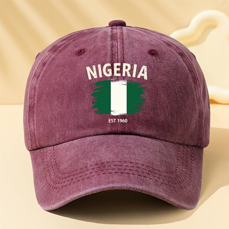 Unisex Fashionable and Versatile NIGERIA EST 1960 Letter Printed Baseball Cap Outdoor Casual Peaked Cap