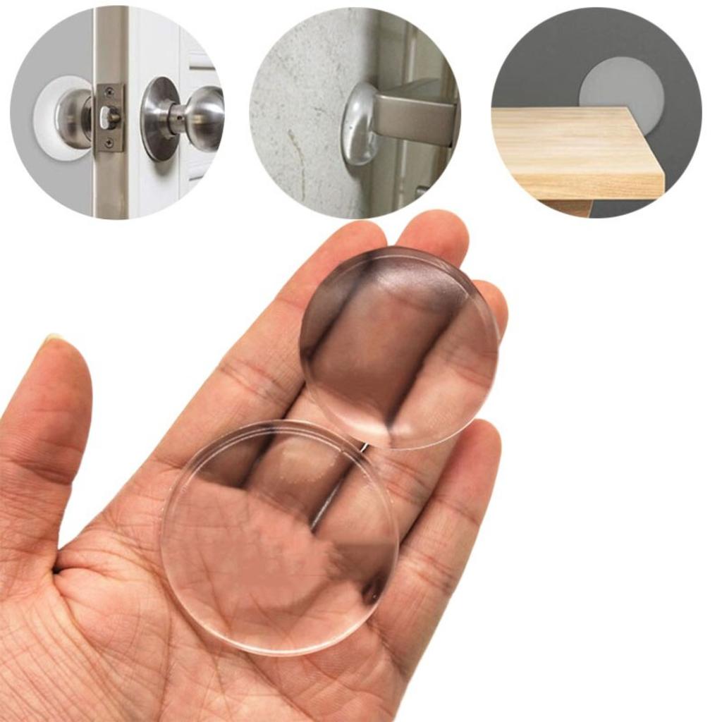 6pcs Door Handle Bumper Pad Self Adhesive Transparent Silicone Wall Protector Anti Bump Washable Reusable Round