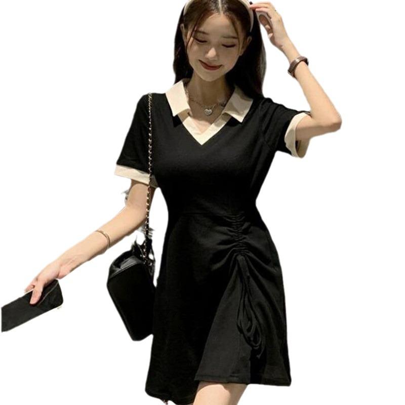 Летнее платье с коротким рукавом на кулиске в японском стиле 2025 для женщин