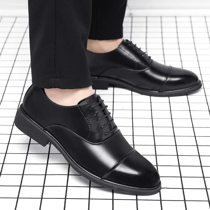 Men Elevator Leather Height Increasing Dress Shoes 6CM Invisible Wedding Party Office Height Increased Shoes