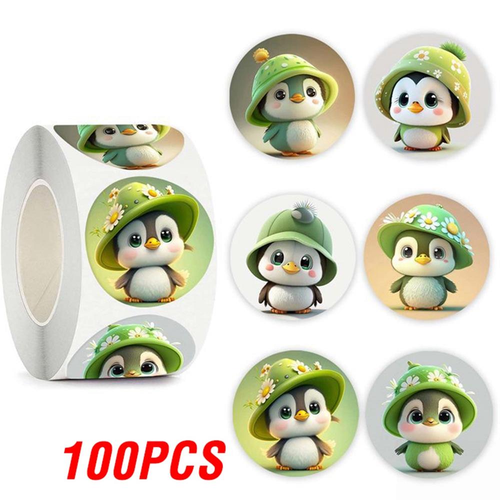 100-500pcs Cartoon Cute Penguin Sticker Reward Praise Roll Sticker Learning Label, Envelope Seal Handmade Notebook Phone Sticker