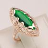 Exaggerated Wave Texture Red Green Blue Zircon Large Rings for Women Gold Color Vintage Jewelry