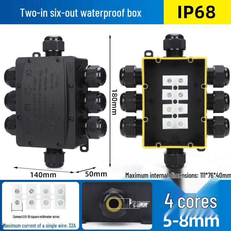 Outdoor IP68 Rainproof Plastic Junction Box with Terminal Block for PC Rooms & Street Lighting